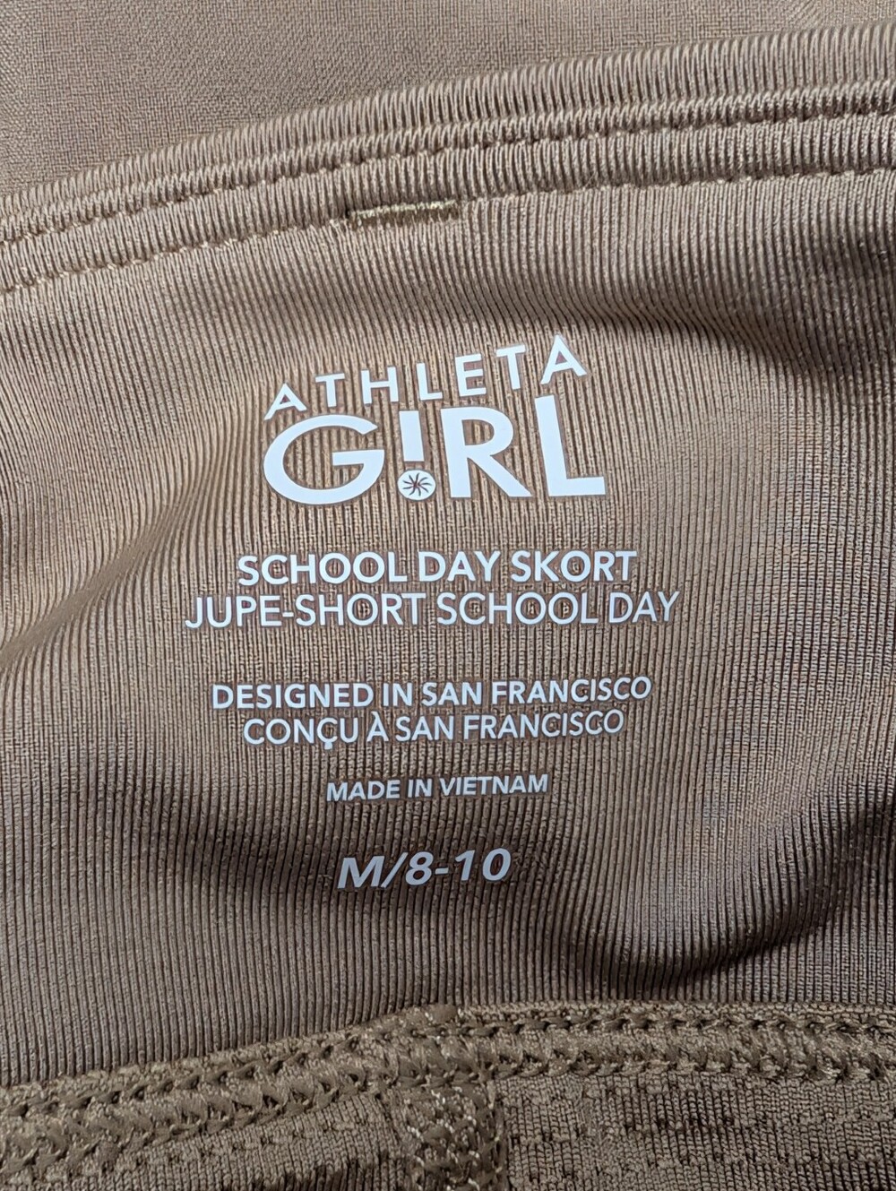 Athleta Girl School Day Skort M NWT Beige Khaki Athletic Skirt Built-in Shorts - Picture 6 of 7